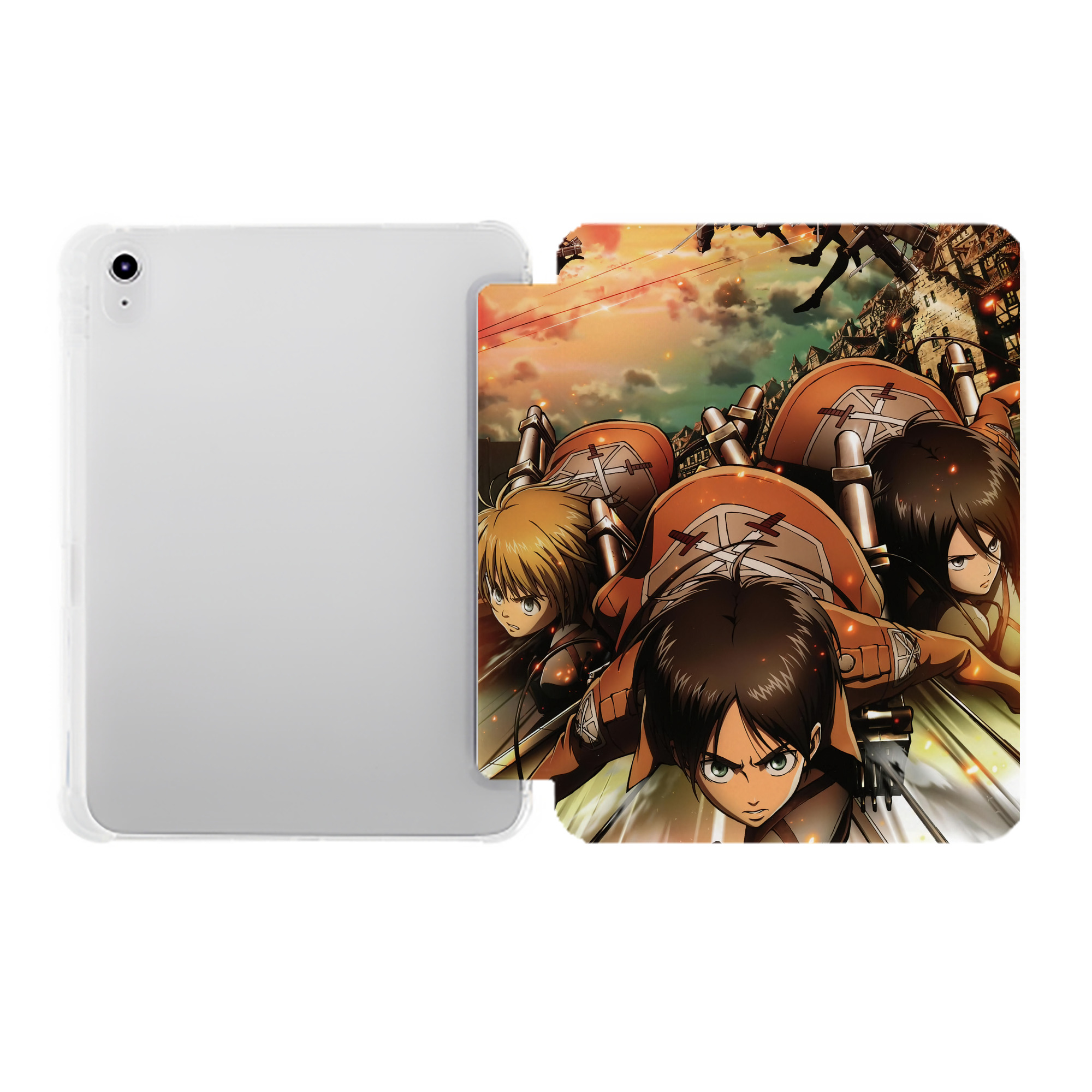 （画像用） 進撃の巨人 Attack on Titan IPad ケース ペン収納付き 三つ折りスタンド PUレザー×シリコン 対応機種9.5/10.5/10.9インチ